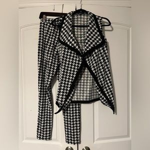 Black and white Houndstooth pant set